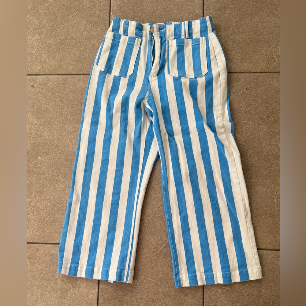 Blue and White Striped Pants
